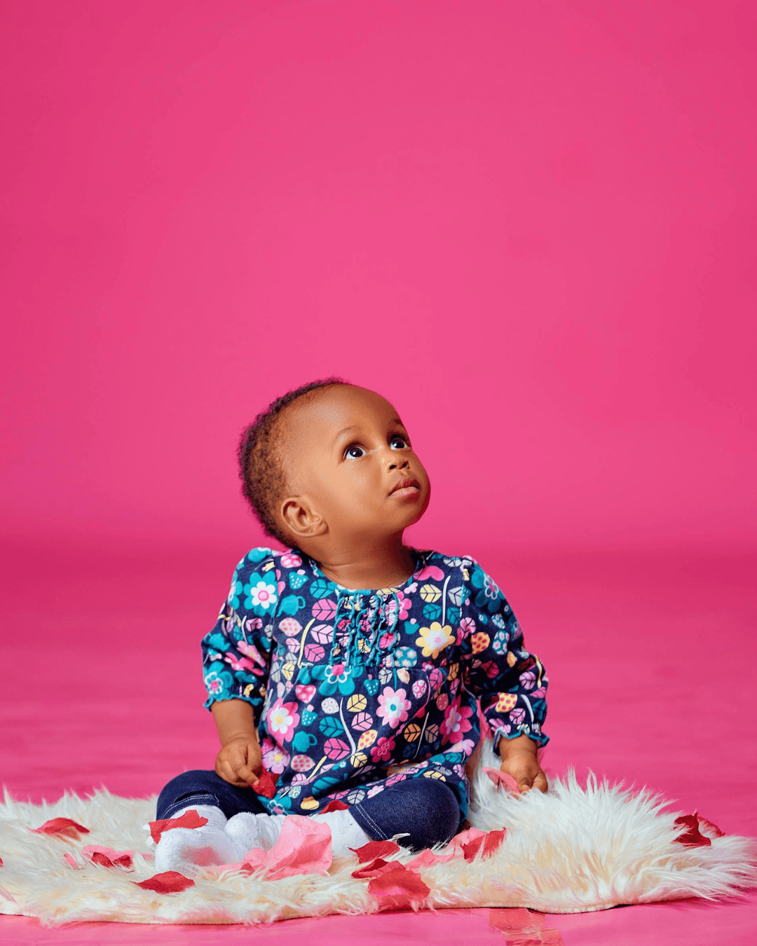 A young girl smiling