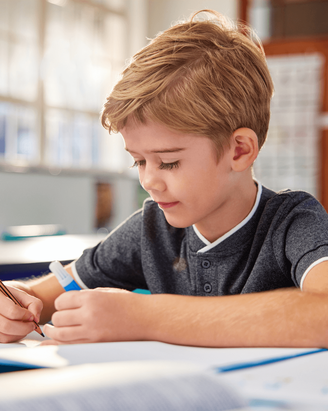 Child completing testing